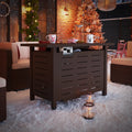 40" W x 20" D Rectangle Steel Propane Fire Pit Table, Dark Brown